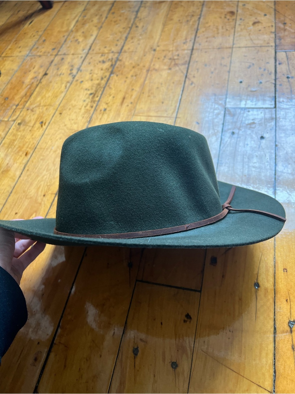 Brixton Olive Green Felt Fedora with Black Inner Band